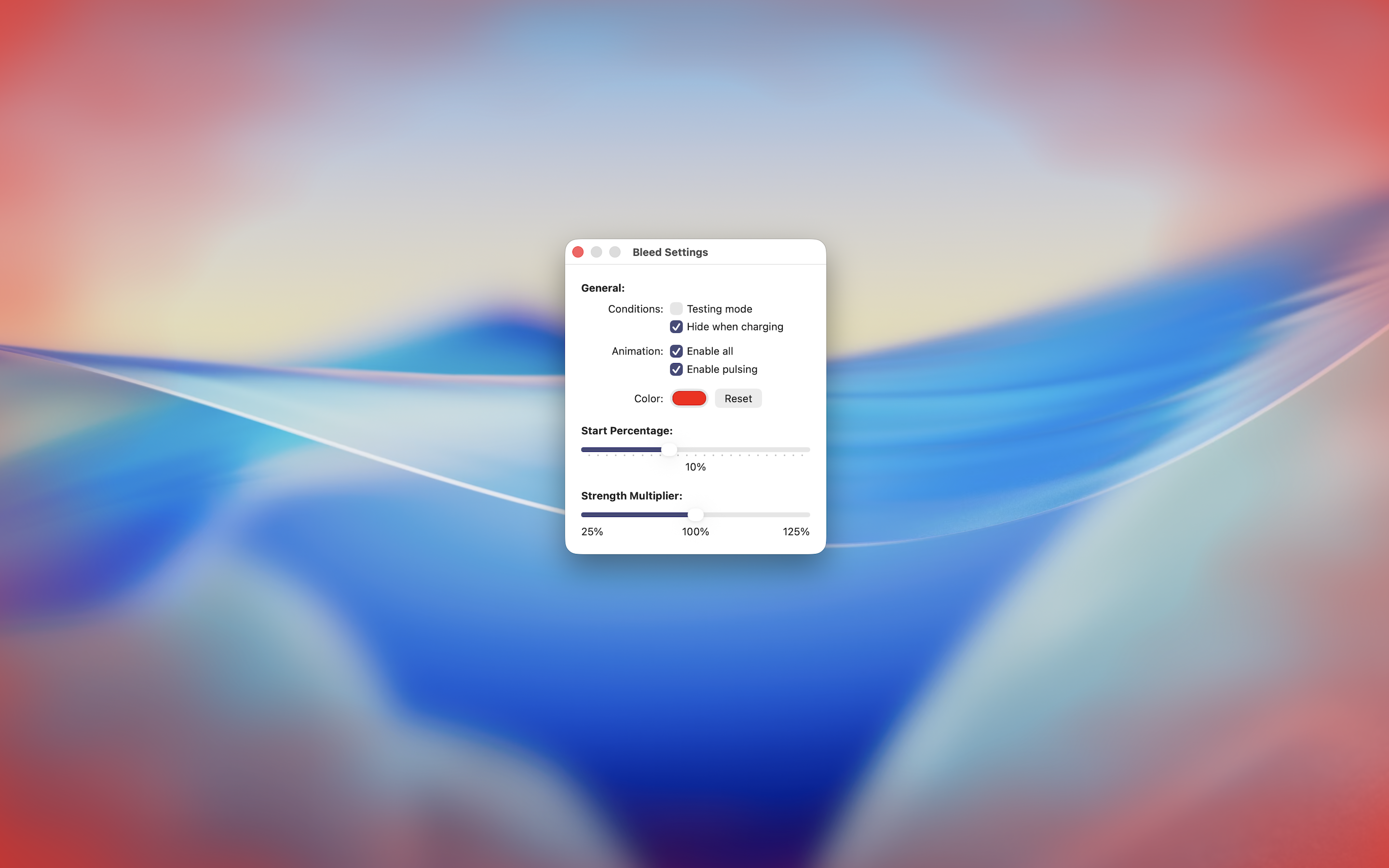 Screenshot of the low battery screen effect.