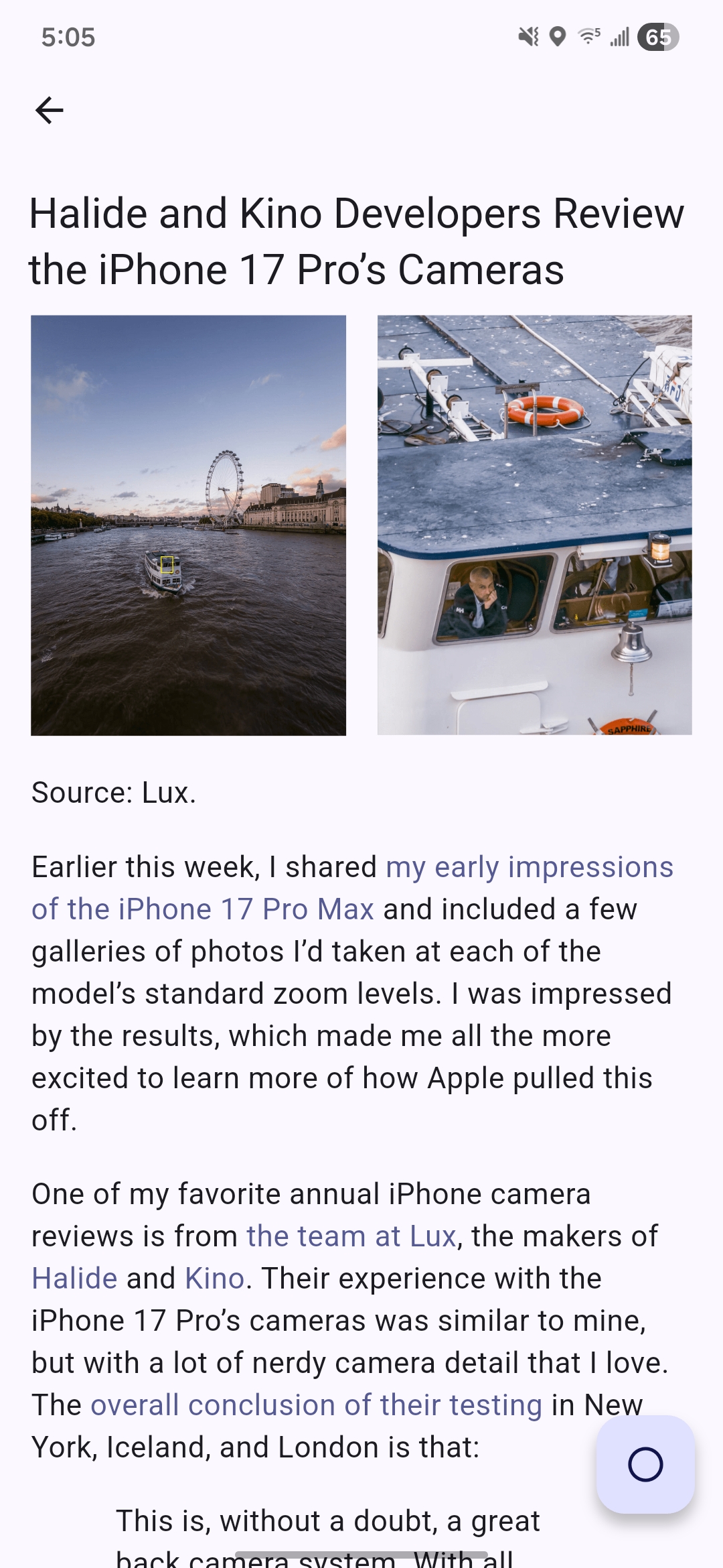 Screenshot of reading view.